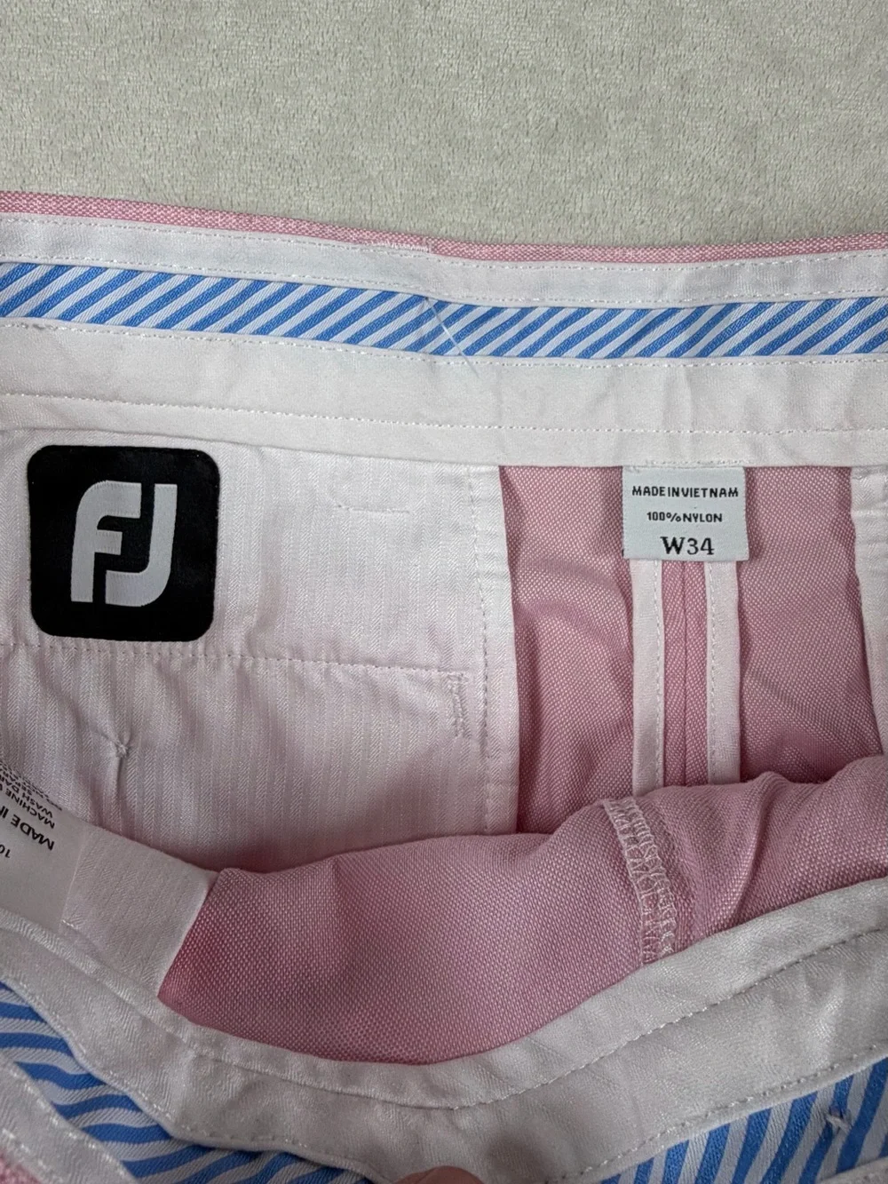 FootJoy 34W FJ Pink Flat Front Men's Chinos Golf Shorts